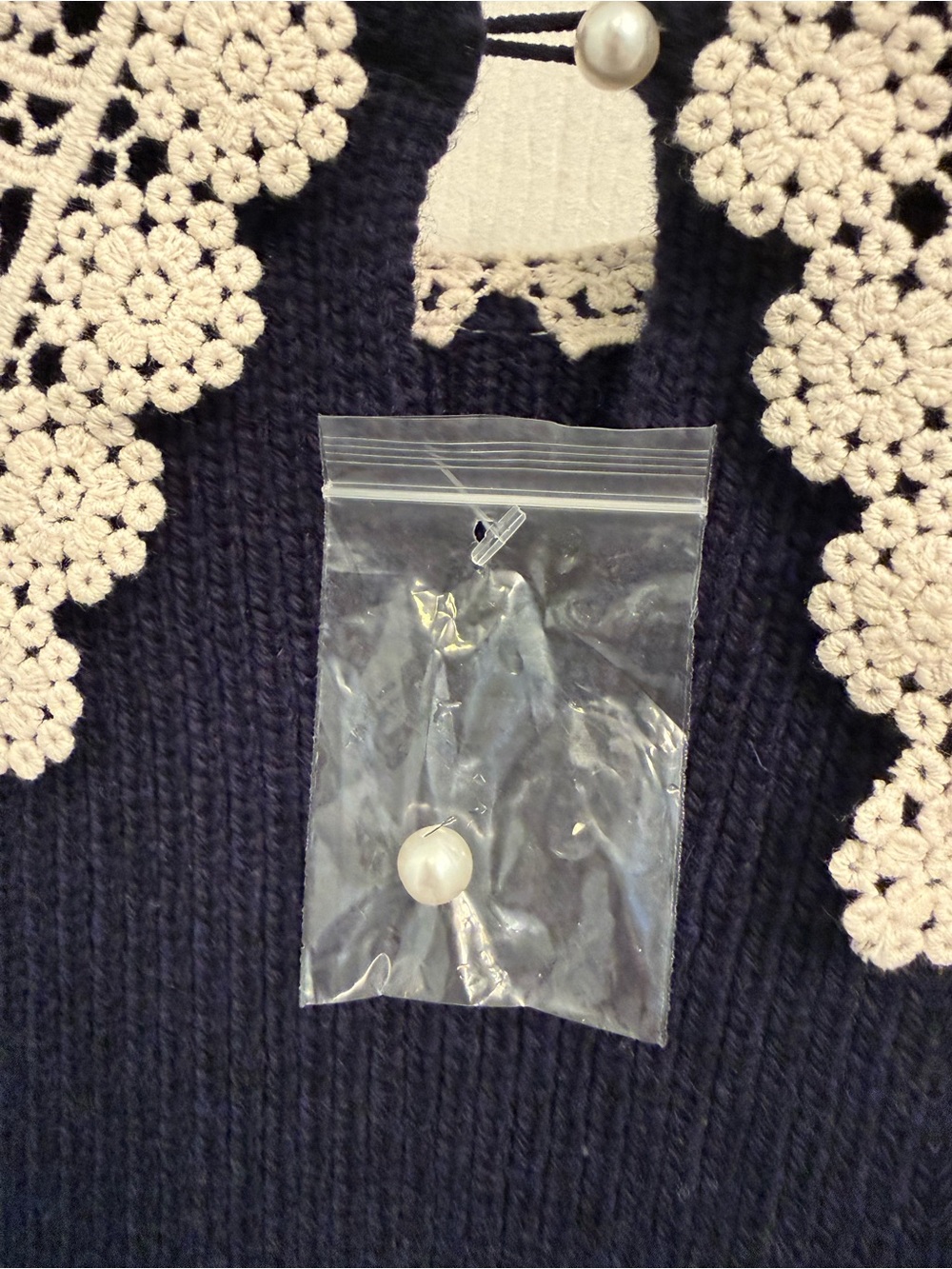 NWT Caroline Constas Lace Collar Wool Blend Short Sleeve Cropped Sweater Small - Picture 7 of 11